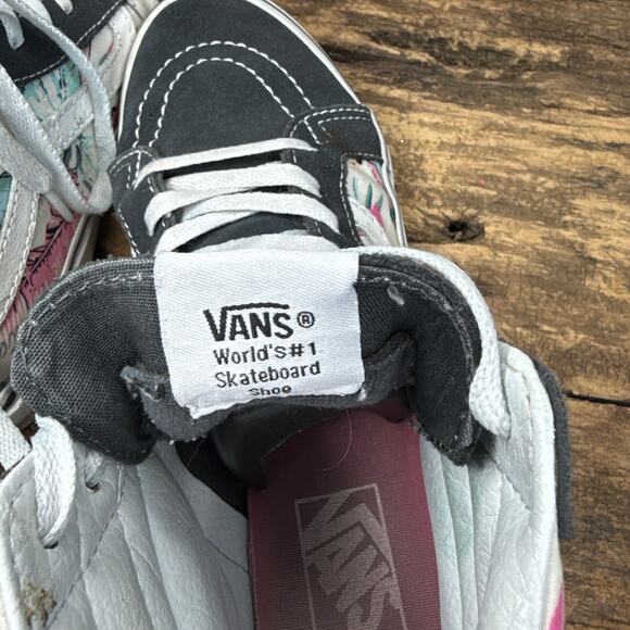 Vans Sk8-Hi Floral Canvas High Top Sneakers Womens 8 Tropical Print Suede Accent - Picture 11 of 12